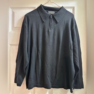 Barneys New York Black 1/4 Zip-Up Sweater